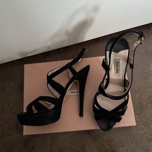 Miu Miu black suede heeled sandals